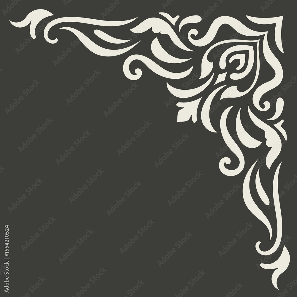 Fototapeta premium Creamy white vintage corner, vintage scroll line for decorating wedding cards