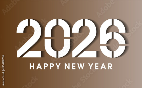 new year 2026 with modern white numbers on brown background