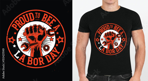 Proud to Bee a Labor Day T Shirt Design with Orange Graphic