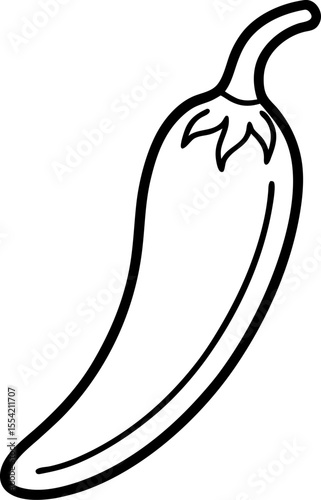 Striking Black and White Line Art Depicting a Jalapeno Pepper, Perfect for Coloring Books and Creative Projects