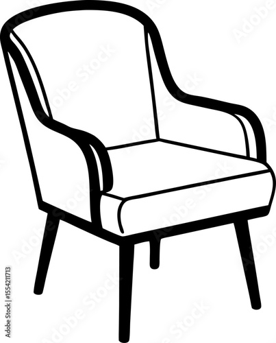 Elegant Armchair Illustration Depicting Classic Furniture Design with Sturdy Wooden Legs and Comfortable Seating Arrangement for Home Decor