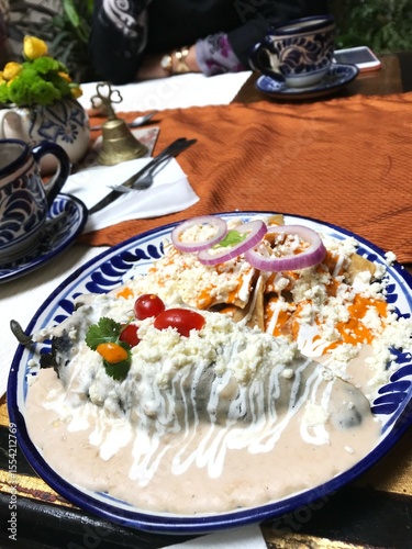 Traditional Mexican Dish Chiles en Nogada with National Flag Colors