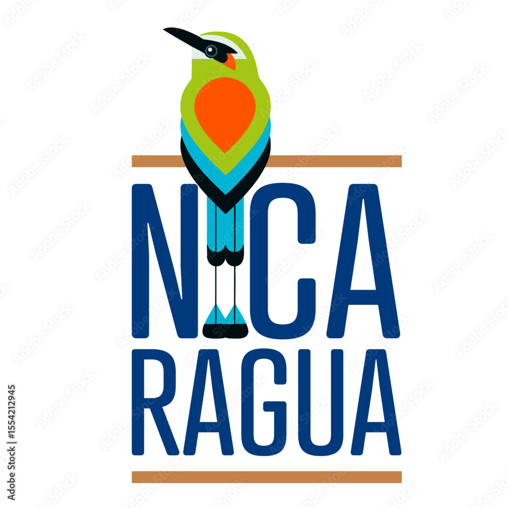 Naklejka premium Bird Turquoise-browed Motmot Eumomota superciliosa. National bird from Nicaragua.