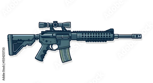 Automatic rifle isolated, Assault rifle vector, Military rifle icon, Rifle silhouette, Tactical rifle, Gun isolated on white, Automatic weapon clipart, Modern rifle, Semi-auto rifle, Combat rifle, Rif