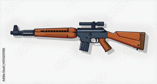 Automatic rifle isolated, Assault rifle vector, Military rifle icon, Rifle silhouette, Tactical rifle, Gun isolated on white, Automatic weapon clipart, Modern rifle, Semi-auto rifle, Combat rifle, Rif