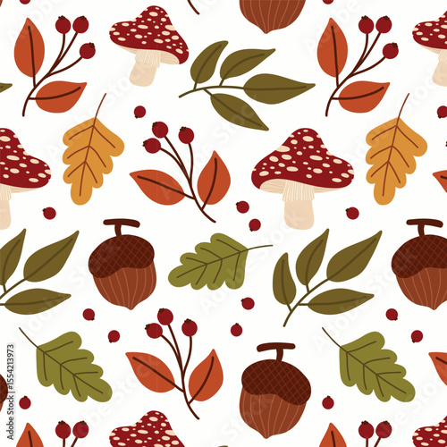 Hand Drawn Autumn Fall Season Seamless Pattern