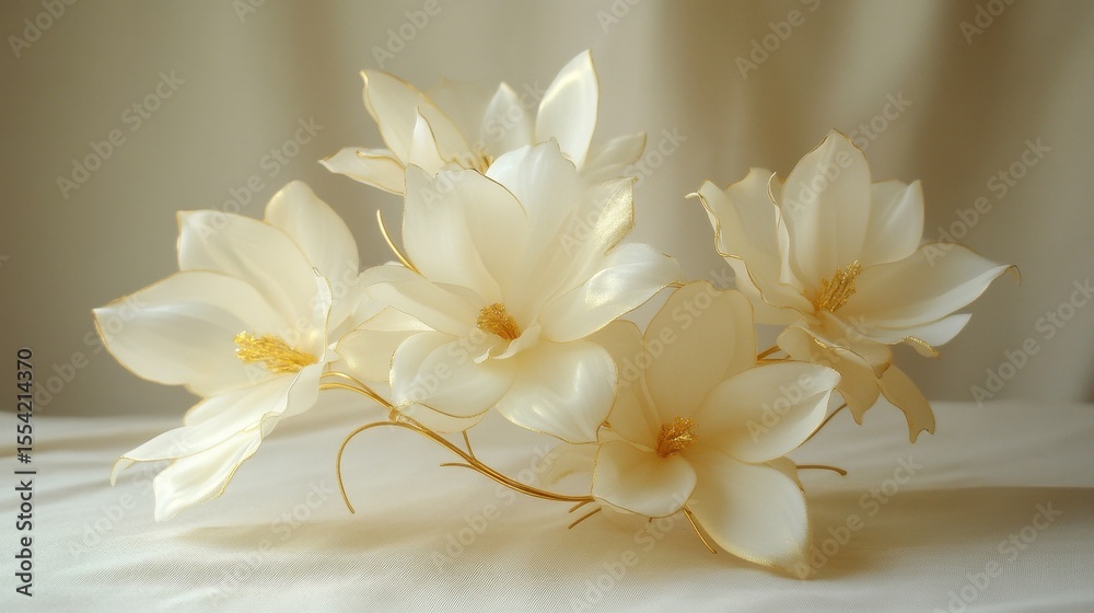 Obraz premium A delicate arrangement of sculpted, cream-colored flowers.