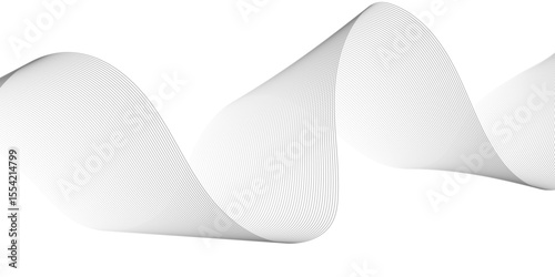 Dynamic minimal smoke sound line. Abstract glowing white slow speed stripe sound blend line smooth flow soundwave curve energy gradient vector futuristic digital outline line science design.	