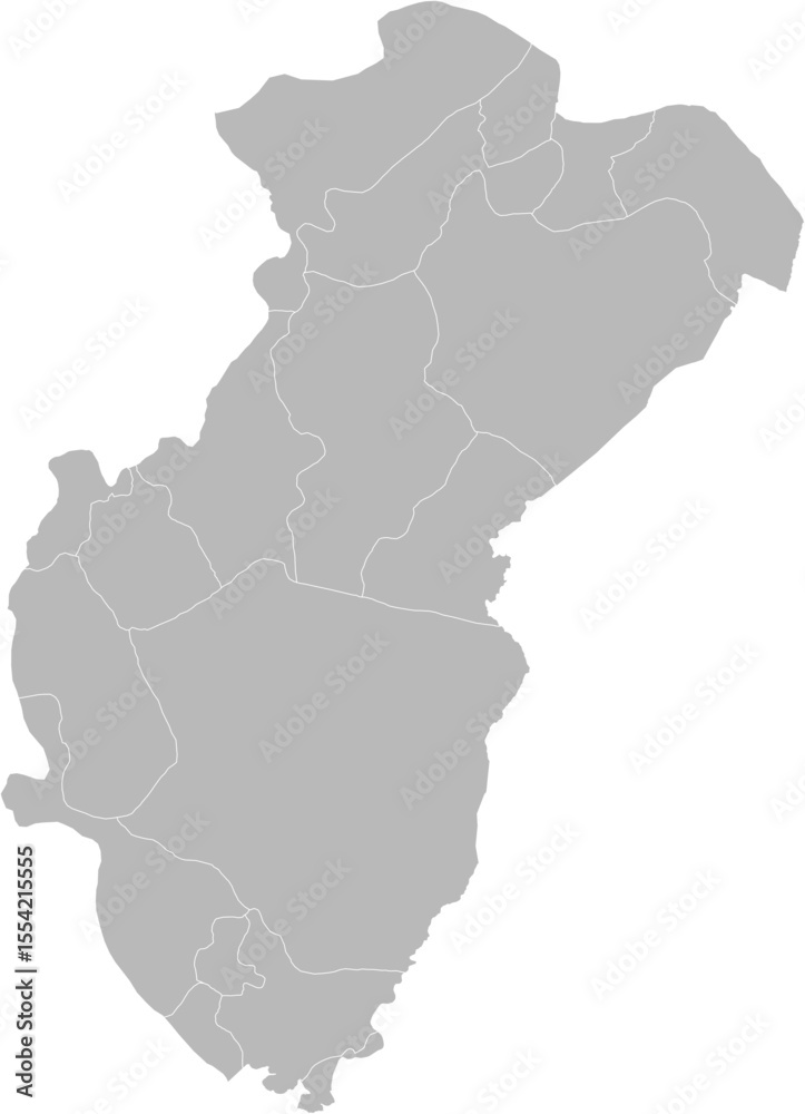 Fototapeta premium Cross River, Nigeria – administrative vector map with local government area boundaries (Web Mercator projection, PPT-compatible & fully editable)