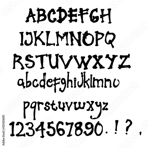 alphabet, vector, letters, numbers, punctuation marks,