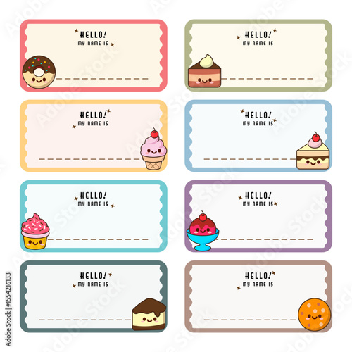 Cute dessert label. Notebook or school book label with dessert element.
