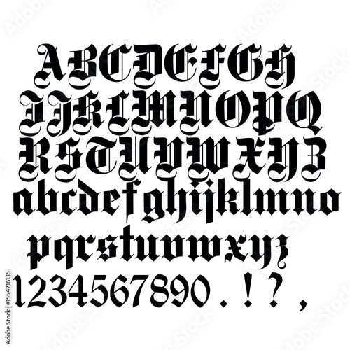 alphabet, vector, letters, numbers, punctuation marks,