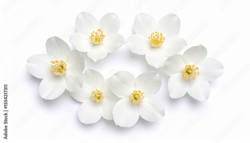 Obraz premium White blossoms on a branch, beautiful flower isolated on white, with blooming petals and a green leaf