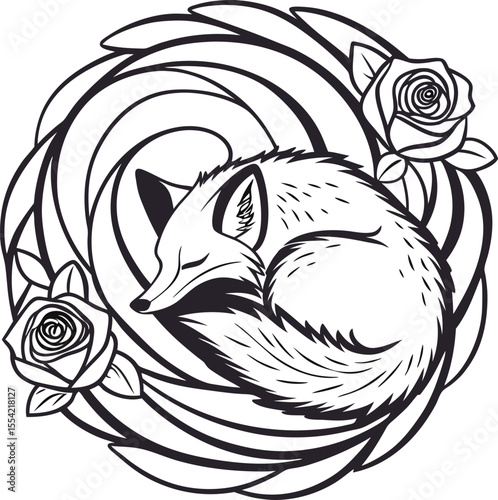Tribal black vector fish art design, an illustration of a fish head symbol