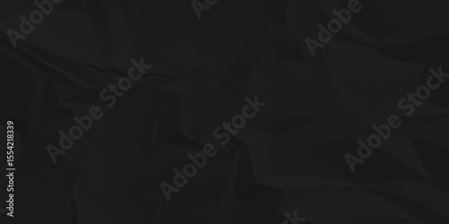 Black abstract crumple obsolete billboard rumple. wrinkle ripped creased crumple aged closeup craft document grunge recycling paper background.	
