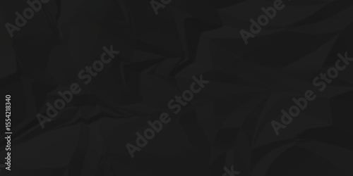 Black abstract crumple obsolete billboard rumple. wrinkle ripped creased crumple aged closeup craft document grunge recycling paper background.	
