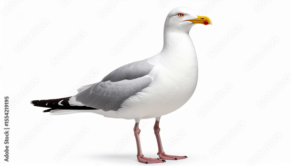 Fototapeta premium Herring Gull Bird and wild flowers