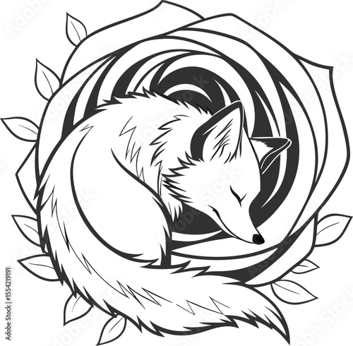 Tribal wolf animal illustration: black silhouette head design