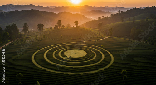 crop circle in tea garden