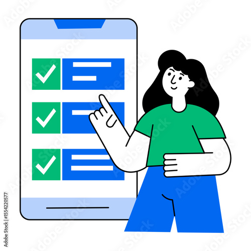 Flat style illustration showing buyer managing an order list
