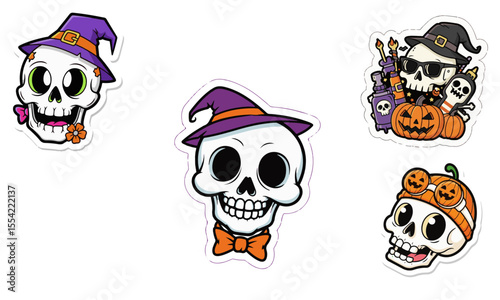 Spooky Skull Halloween Sticker Collection
