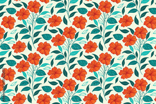 detailed floral pattern in continuous seamless structure with sketchy cotton elements for textile, pillow cover, and gift wrap

