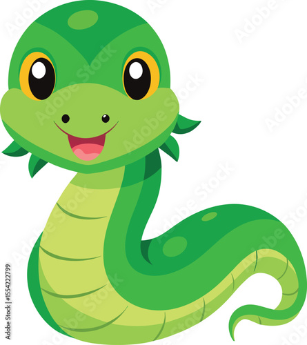 cartoon cute green snake