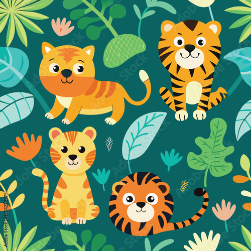 seamless pattern with cute cartoon animals