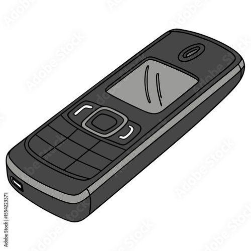 White back ground a black colour button mobile phone.