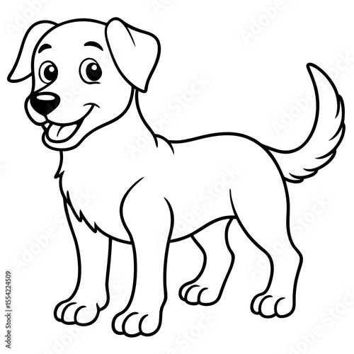 Happy cartoon dog standing with its tongue out and tail wagging