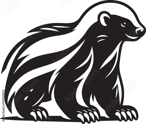 Wallpaper Mural Honey Badger Vector in black and white  Torontodigital.ca