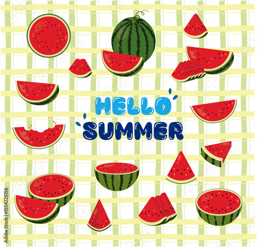 Summer image, watermelon, summer fruit, hello summer