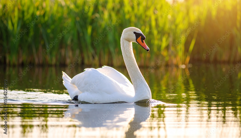 Fototapeta premium Mute Swan bird in nature