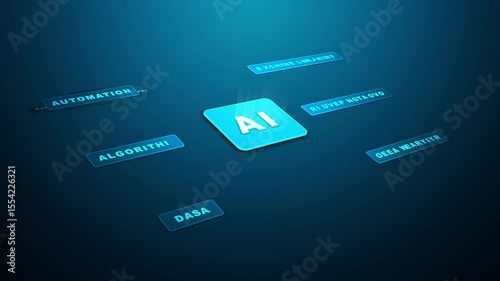 AI technology concept with keyword, looped animation