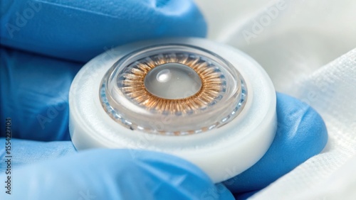 Close-Up of Intraocular Lens Cartridge in Gloved Hand