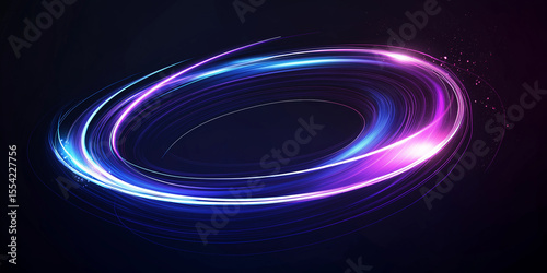 In a dark background, blue - purple gradient halo with particles forms a cool sci - fi cosmic pattern