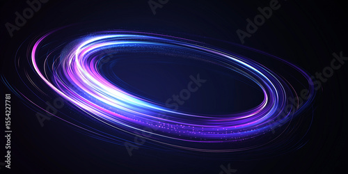 In a dark background, blue - purple gradient halo with particles forms a cool sci - fi cosmic pattern