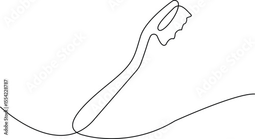 Continuous line drawing of toothbrush. Single line art Vector illustration. 