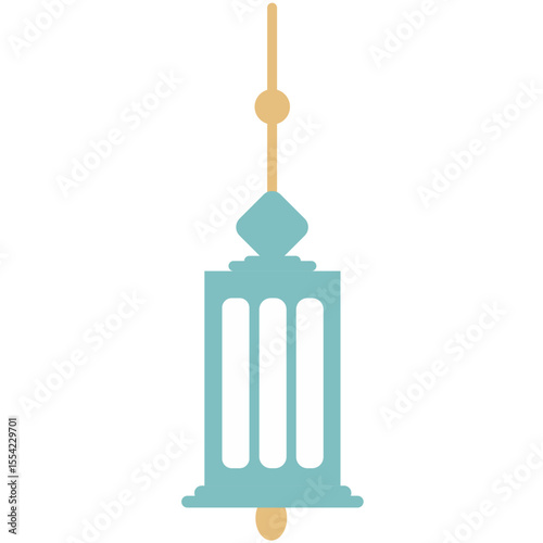  A simple yet elegant Islamic lantern in turquoise tones, designed with geometric patterns, perfect for traditional and spiritual Middle Eastern themes.