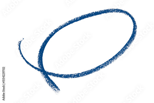 Blue pencil highlight circle mark isolated on transparent background