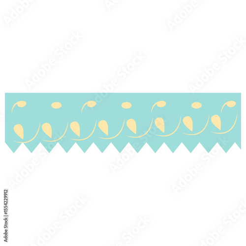 2D illustration of horizontal Islamic border ornament in turquoise and yellow tones, ideal for design accents, banners, or festive frames.