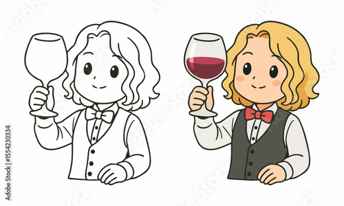 bartender makes a cocktail coloring page for kids