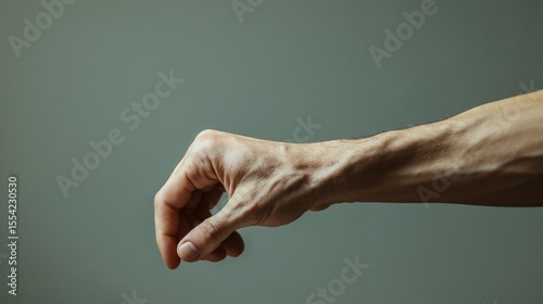 Fist with arm cramp, showing discomfort, neutral background for health awareness concept
