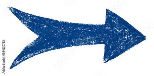 Blue arrow symbol colored pencil isolated on transparent background