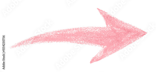 Pink arrow symbol colored pencil isolated on transparent background