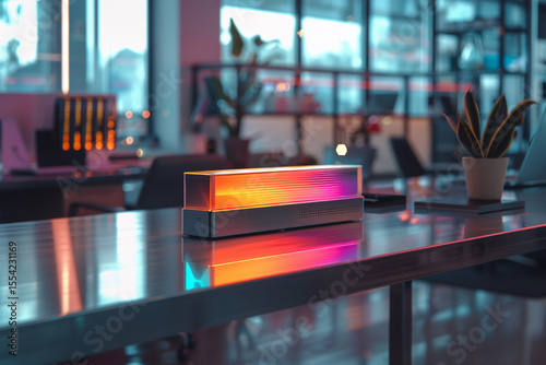 Advanced Technology Interface Featuring Vibrant Hologram in Modern Environment

