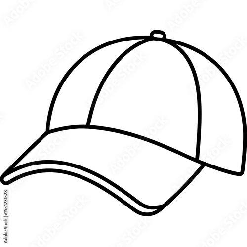 Simple outline drawing of a baseball cap on a white background