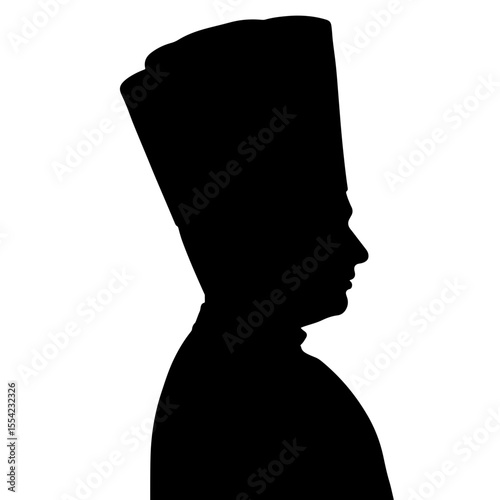 Chef silhouette in tall hat, culinary arts inspiration