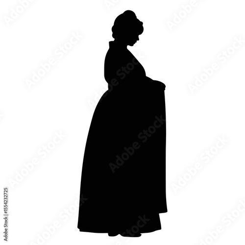 Elegant silhouette in hanbok against white background, cultural identity