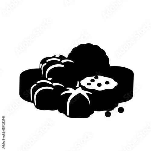 Silhouette of assorted mooncakes on white background, festive symbolism
